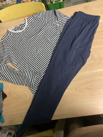 Migros Pyjama gestreift dunkelblau Baumwolle Gr.158/164 neuw