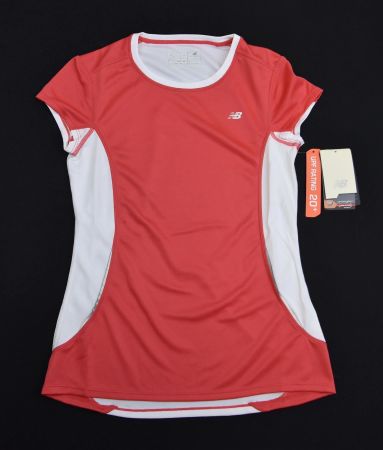 New Balance Funktions Damen T-Shirts /weiss koralrot / Gr.S