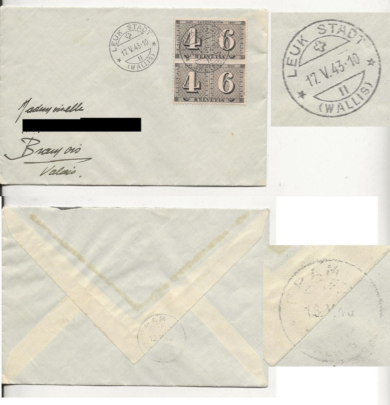 Tutti i francobolli: Lettre 1943 – Usato da Sion venduto da PierreP01