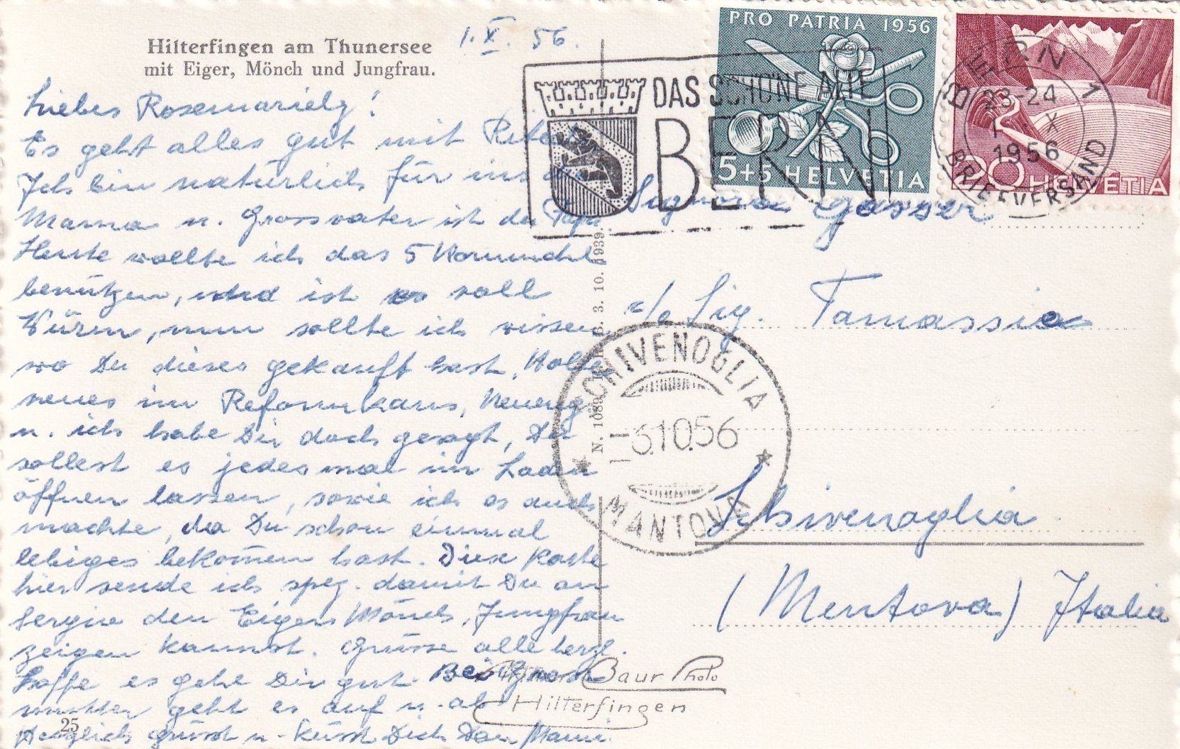 Cartoline postali: Hilterfingen am Thunersee /mp – Usato da Hombrechtikon venduto da Rudolf07 1