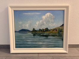 81cmbreitx 66cmhoch Ölgemälde Sommerliche Seeuferlandschaft