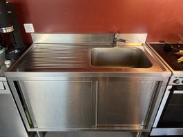 Edelstahl Küchenspüle mit Unterschrank gebrauchter Zustand