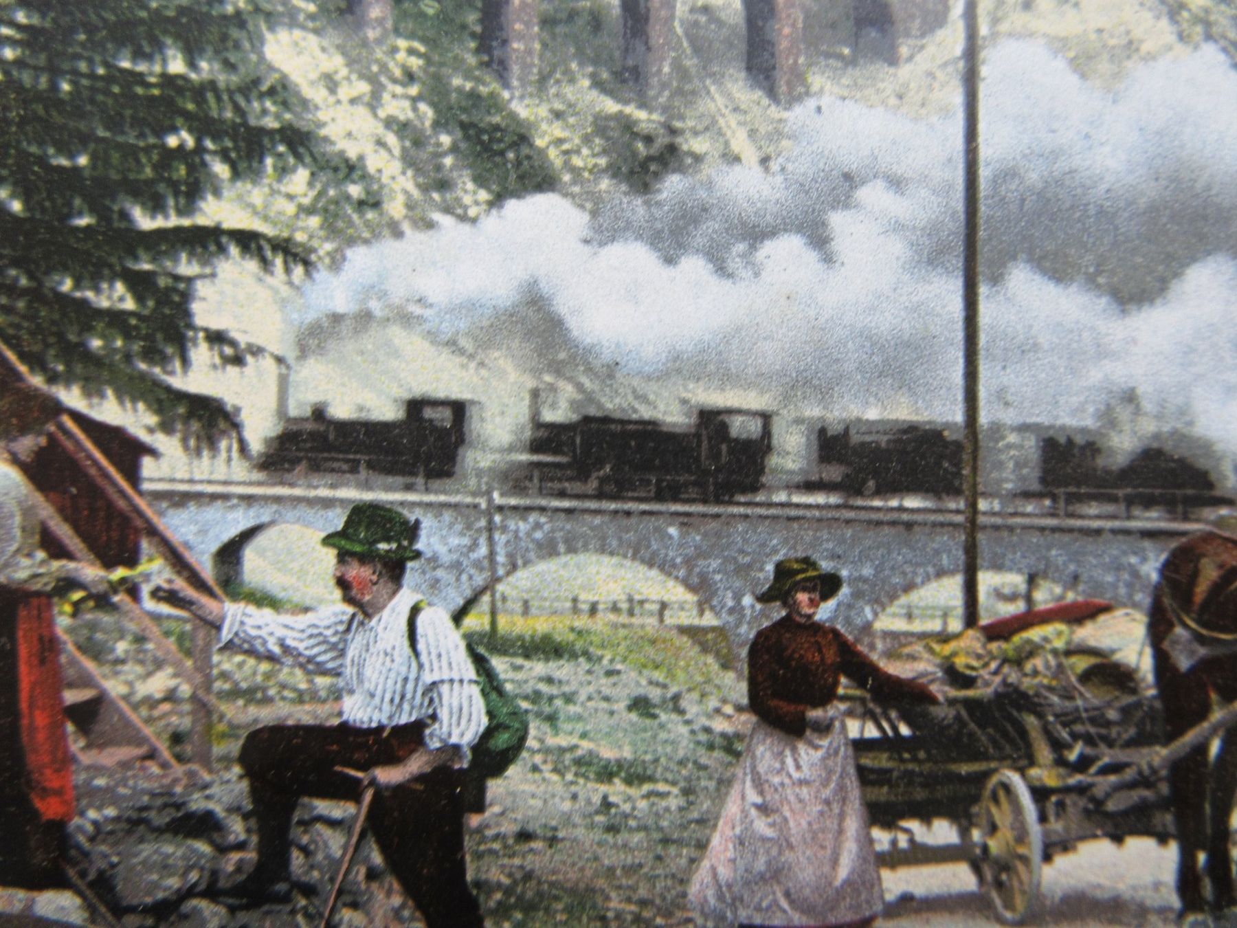 Cartoline postali: ALBULA-DAMPF-BAHN DOPPELLOKS SZENE BELEBT GR AK – Usato da Ettingen venduto da Hausi4711 1