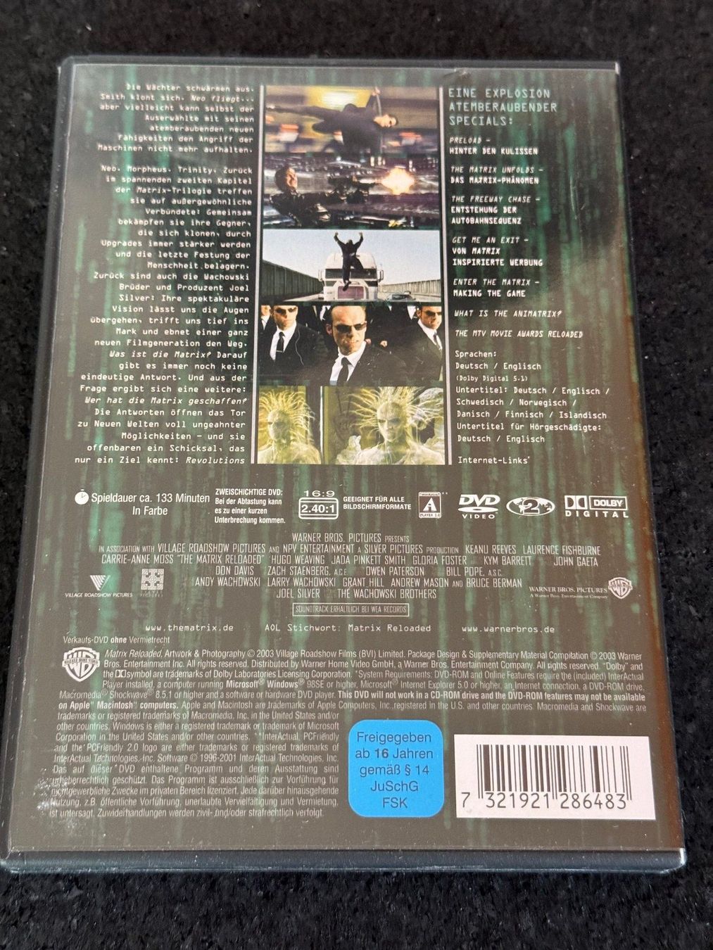 Tutti i DVDs: MATRIX RELOADED 2DVD Disc's Edition DE/EN – Usato da Fribourg venduto da tschjoly 1