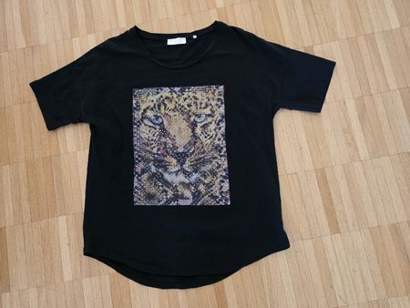 Schwarzes Rich&Royal Shirt mit Leopard Print, Grösse L