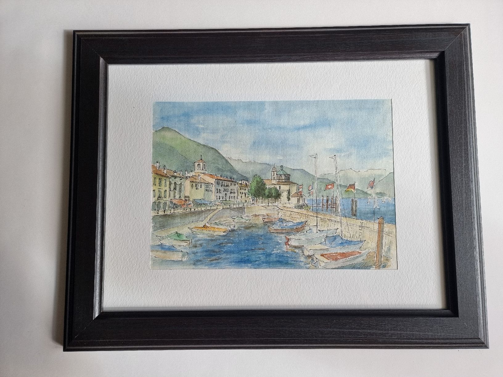 Gemälde: ANTON HUTIGER sig.Aquarell (Cannobio IT.) mit Rahmen – Gebraucht aus Gersau von grafik-kunst