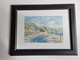 ANTON HUTIGER sig.Aquarell (Cannobio IT.) mit Rahmen