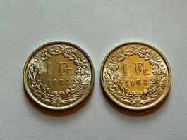 2 x 1 Fr. Stücke 1964 - unzirkuliert