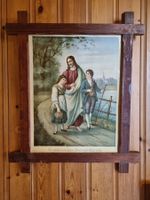 Antiker Öldruck Jesus mit Kindern um 1900