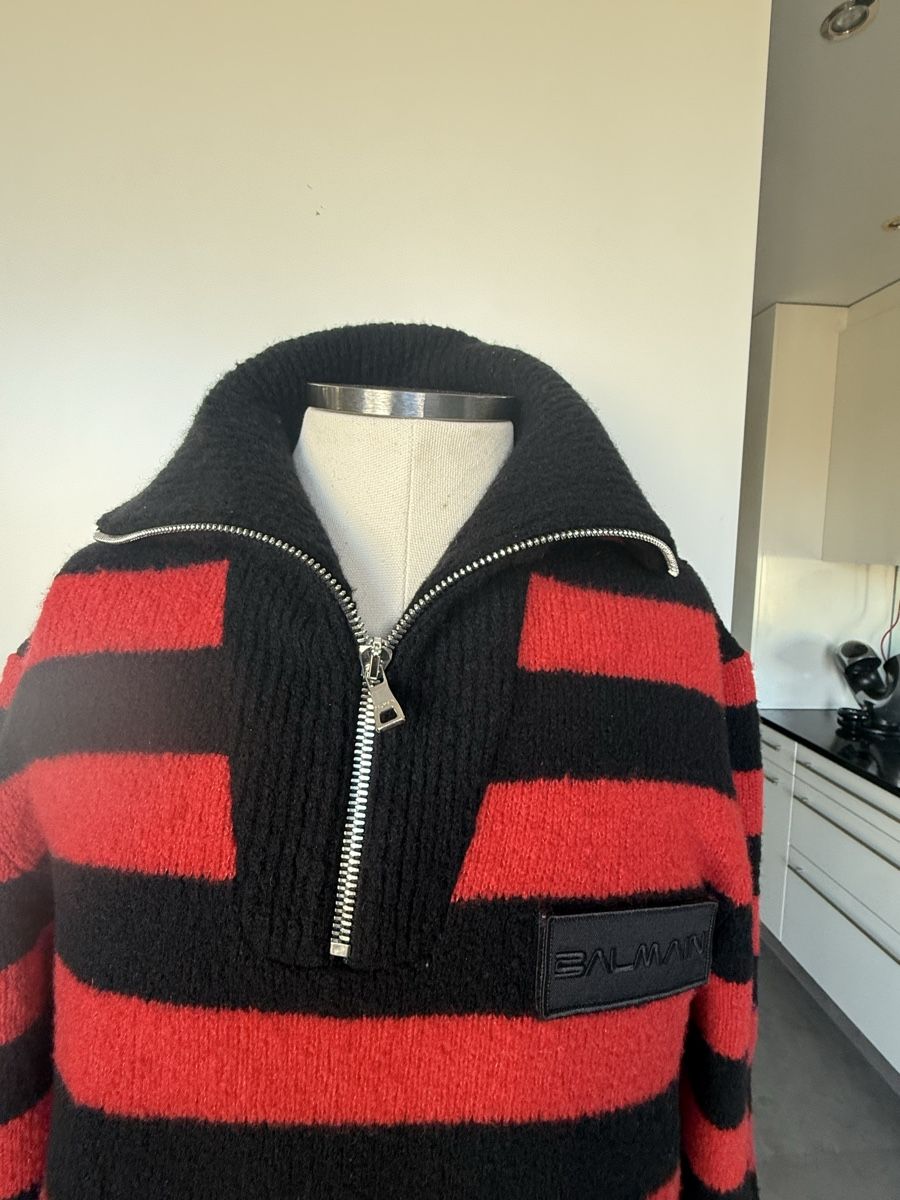 Balmain Maglioni & Felpe: Balmain Red & Black Striped Wool Jumper - Size Large – Usato da Zürich venduto da Jomed6 1