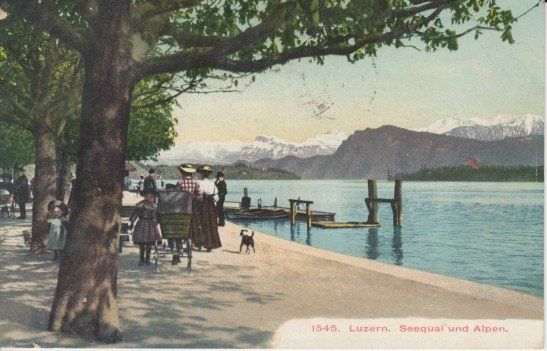 Cartoline postali: Seequai und Alpen, Luzern, 1908 – Usato da Zuerich venduto da OceanLinerPostcards