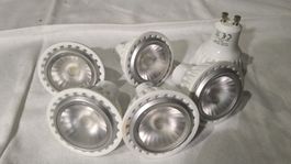 5 Stk. LED Lampen GU10 Fassung, warmweisses Licht, neuwertig