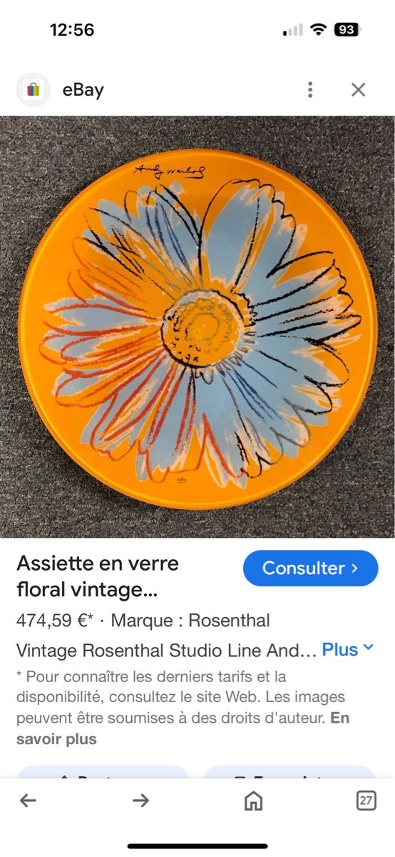 Rosenthal Piatti: Plat Andy Warhol Fleur signée Rosenthal – Usato da Genève venduto da ati_tj8f 3