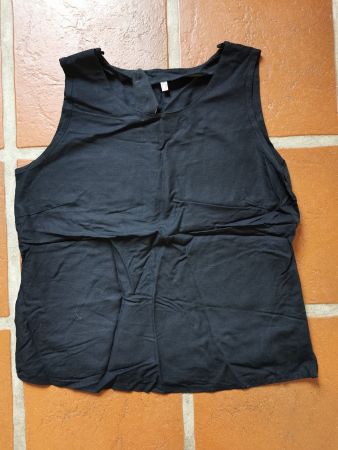 Schwarzes, elegantes Top aus Viskose & Leinen Gr. 44
