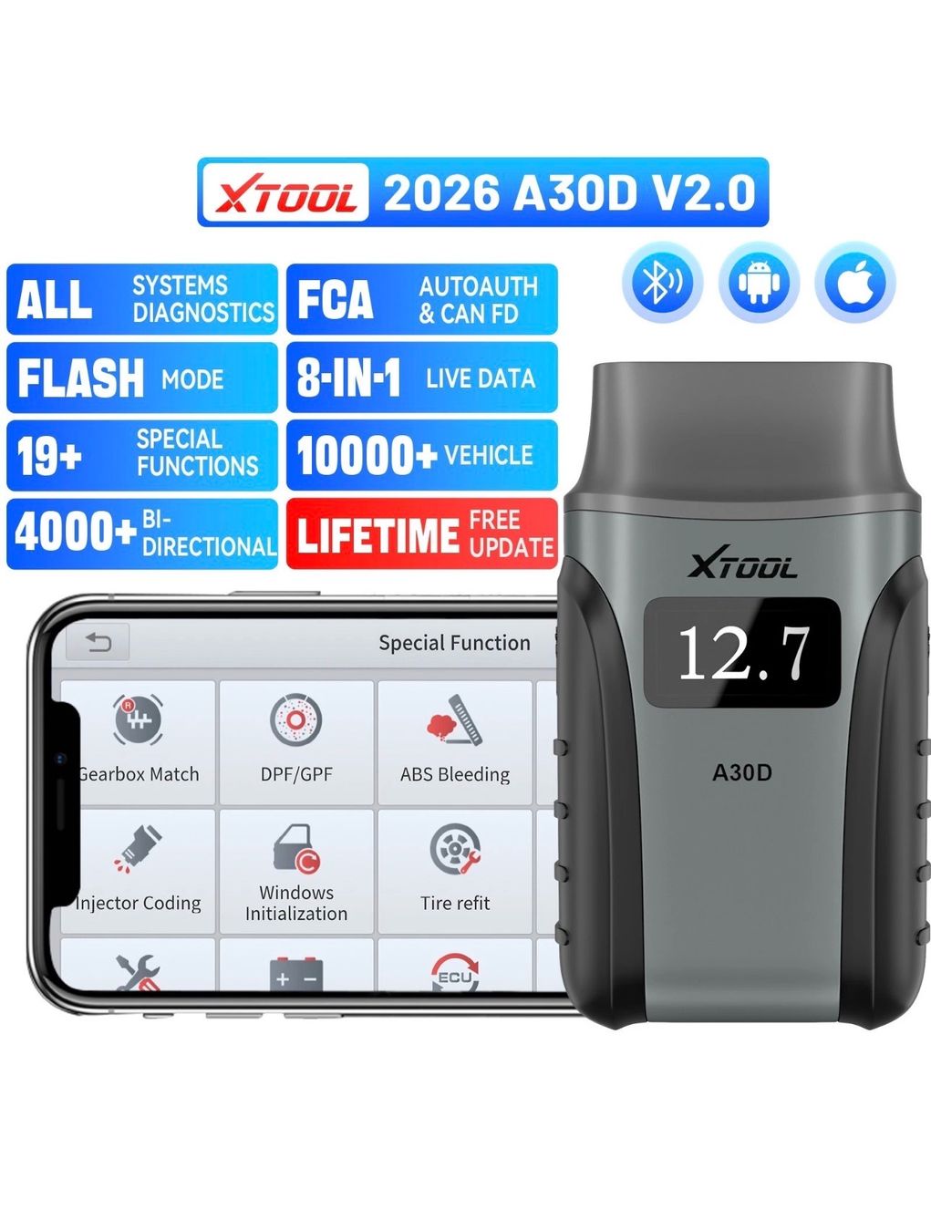 Unità & Adattatore: XTOOL A30D V2.0 BT Kabellos Auto KFZ OBD2 Diagnosegerät Scan – Nuovo e nell'imballaggio originale da Frauenfeld venduto da iphone6 6