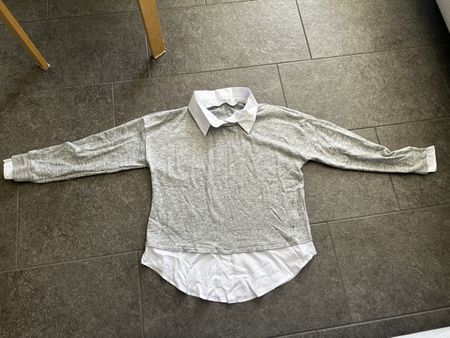 Pullover mit Kragen Grösse L grau Melange neu