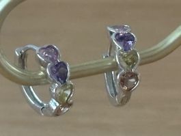 Luxus Elegante Creolen Ohrstecker Farbe:Silber/ multicolore