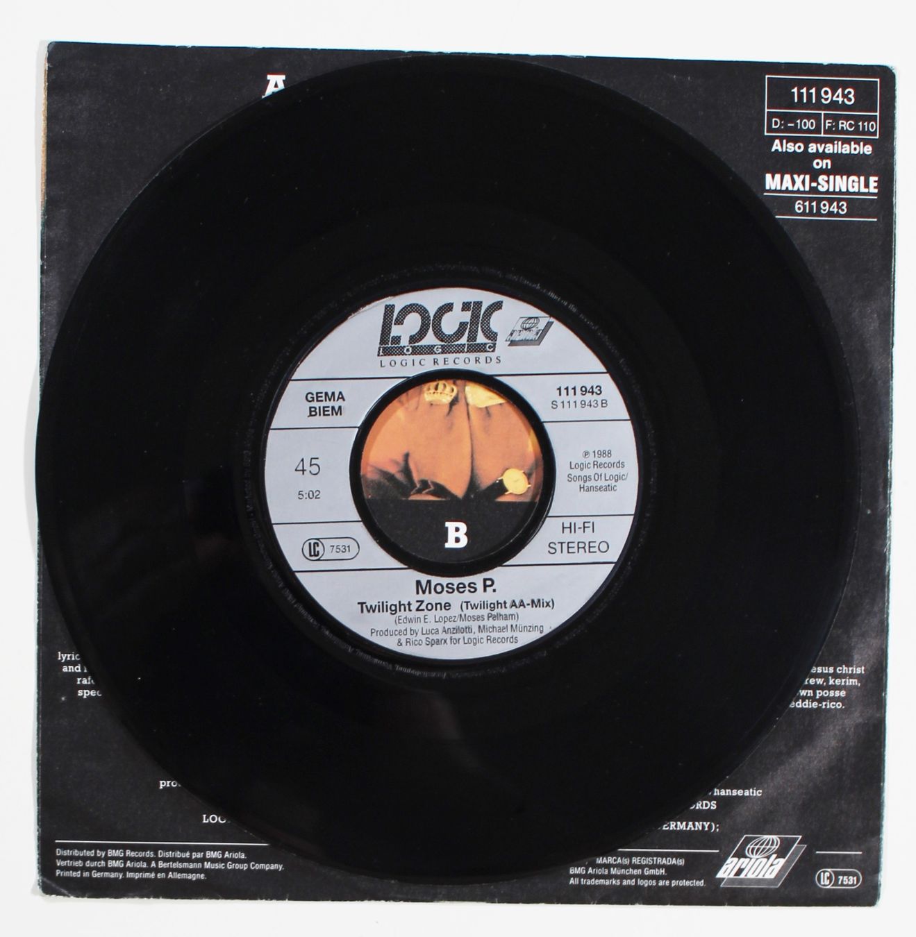 Dischi in vinile: 7" MOSES P. - TWILIGHT  ZONE - RAP RELEASE DEUTSCHLAND 1988 – Usato da Brüttisellen venduto da Collector-Corner 3