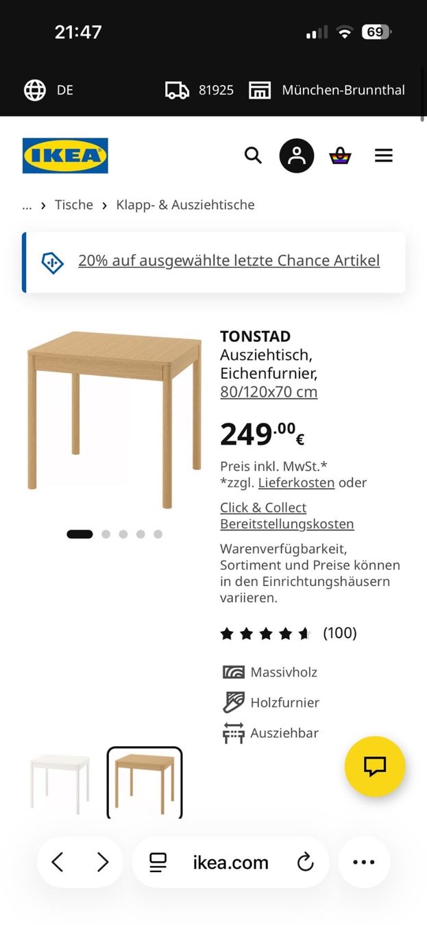 Ikea Tavoli: Ikea Tisch zum ausziehen – Nuovo (secondo la descrizione) da Dübendorf venduto da isa_z7lz 3