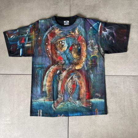2003 Goody Hand Painted Spanish Fishermen Vintage T-Shirt