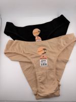Damen Slips Modal Gr. L, Beige und Schwarz , 2 St.