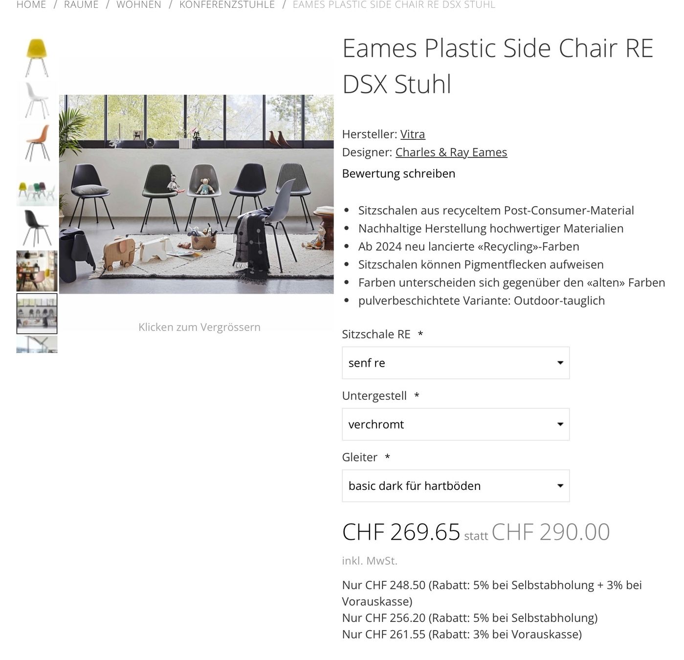 Vitra Sedie: 6er Set Vitra Eames Plastic Chairs in Gelb – Usato da Magden venduto da Mika66 5