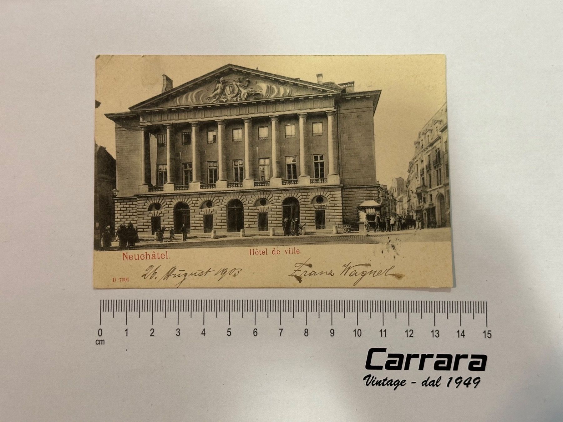 Cartoline postali: Postkarten Neuchatel Hotel De Ville 1903 – Usato da Chiasso venduto da Carrara-Modellismo