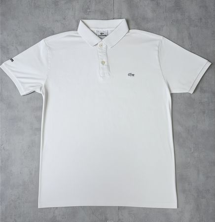 Polo Lacoste blanc logo brodé blanc - Taille M #8 