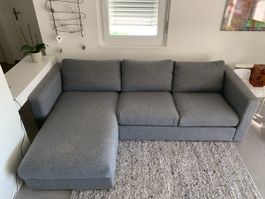 3er Sofa / Couch VIMLE mit Récamiere grau