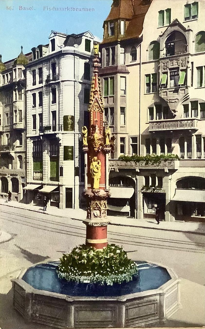 Cartoline postali: FISCHMARKT BRUNNEN Basel – Usato da Root venduto da ENGLAND-TREASURES 1