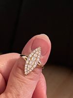 Jolie bague vintage 54 plaquée pierres moissanites neuve