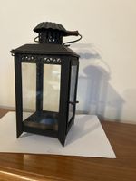 Windlicht Laterne Metall schwarz mit Griff gebrauchter Zusta