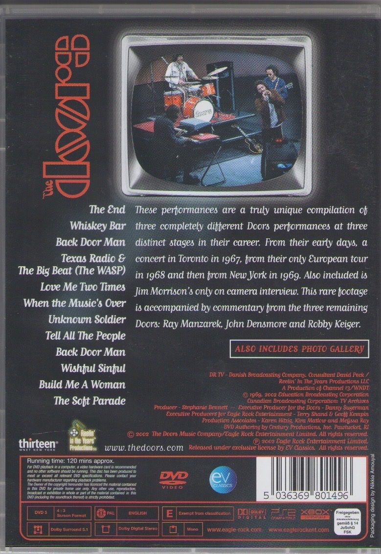 Tutti i DVDs: THE DOORS - SOUNDSTAGE PERFORMANCES (1967-1969) – Usato da Lausanne venduto da sbar224 1