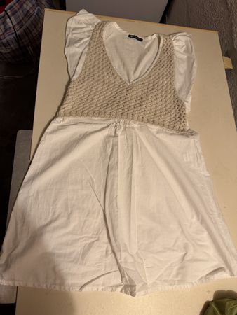 ZARA Kleid Weiss Grösse M Damen gehäkelt Baumwolle
