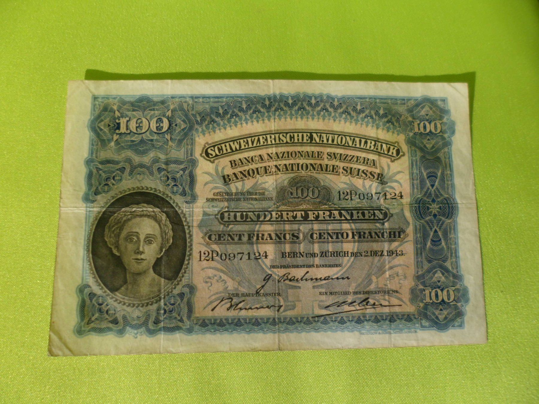 Billets de banque: Schweizer Banknote 100 SFR – D'occasion à Basadingen par seeyouinhell72 1