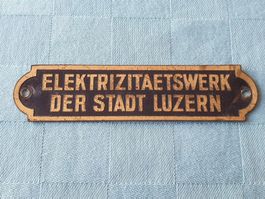 Blech Schild ELKTRIZITAETSWERK DER STADT LUZERN