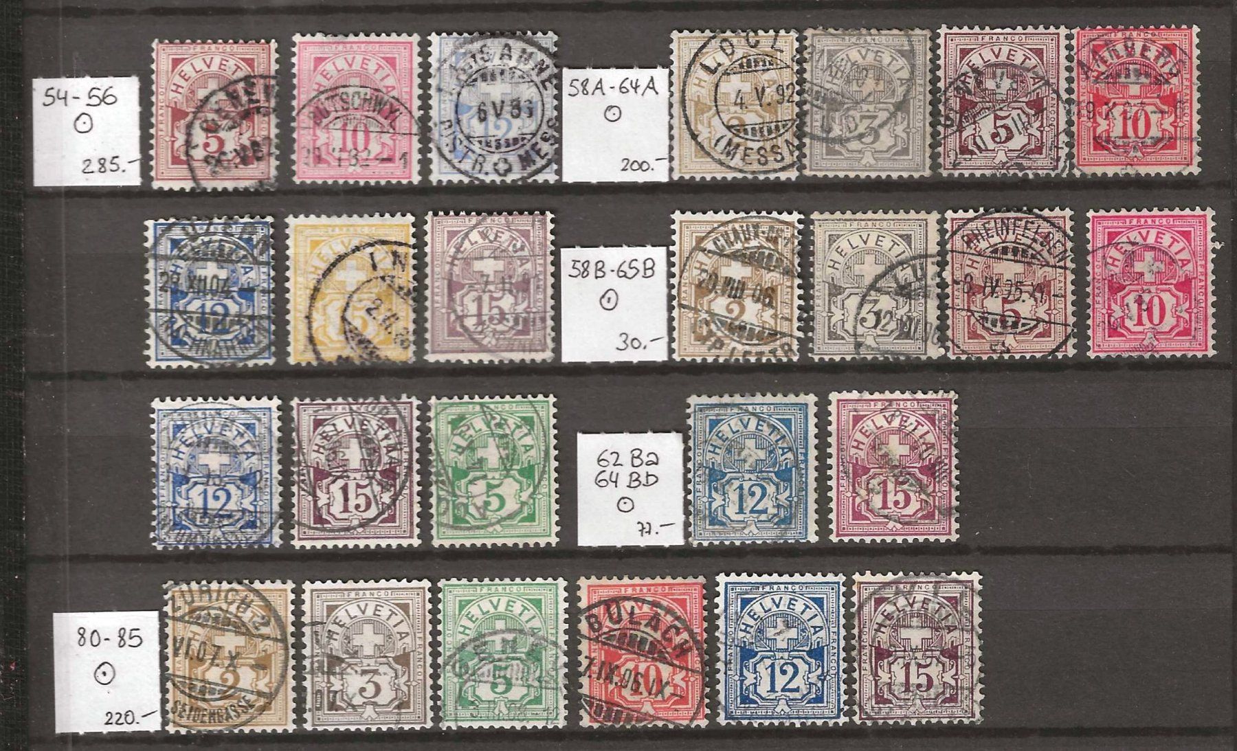 Alle Briefmarken: Lot Ziffermuster ab 1882 - 1906 : KP 810.-- – Gebraucht aus Gümligen von Geniusbuy