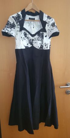 Rockabilly Kleid Blumem Gr. 40 schwarz weiss Gürtel