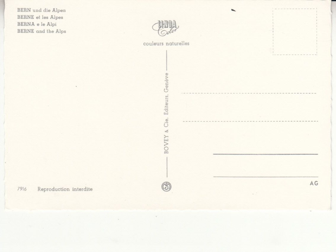 Cartoline postali: Bern und die Alpen ca. 1960 – Usato da Bürglen TG venduto da StampGraf 1
