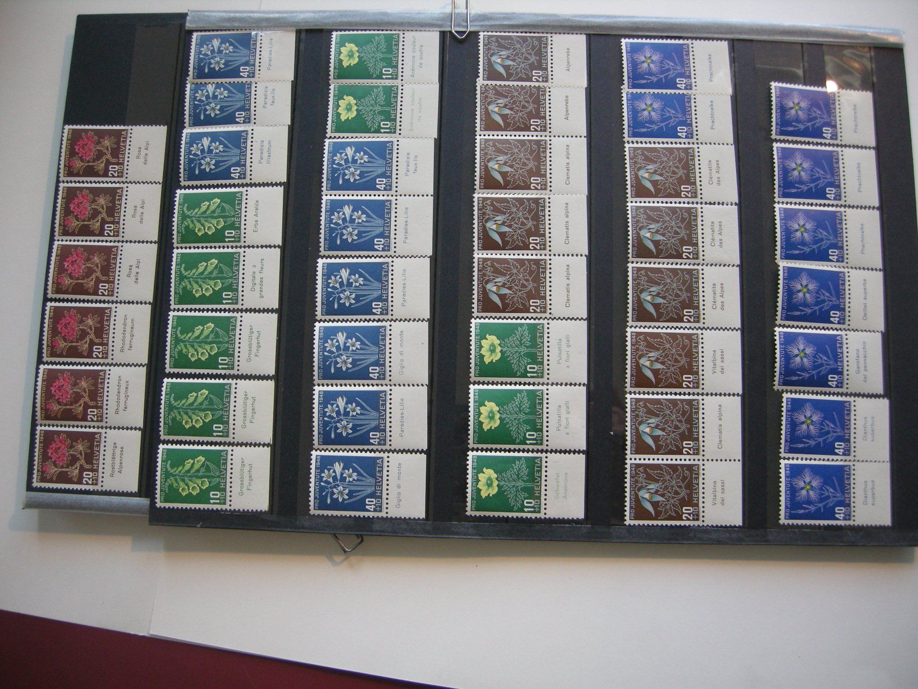 Tutti i francobolli: 1948/1949 PRO JUVENTUTE TABS, RESTLOT, POSTFRISCH/** – Usato da Rüti ZH venduto da jupi1945 1