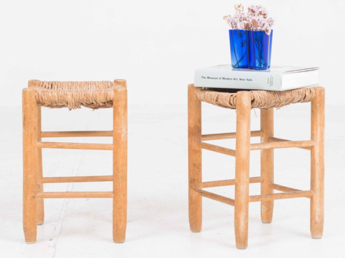 Sgabelli: Vintage Hocker mit Strohgeflecht – Usato da Zürich venduto da STUZH38