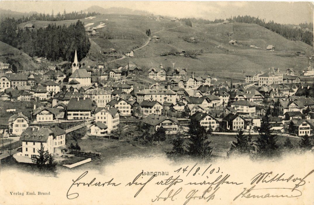 Cartoline postali: Langnau  BE       um  1 9 0 3 – Usato da Brig venduto da Valcards54