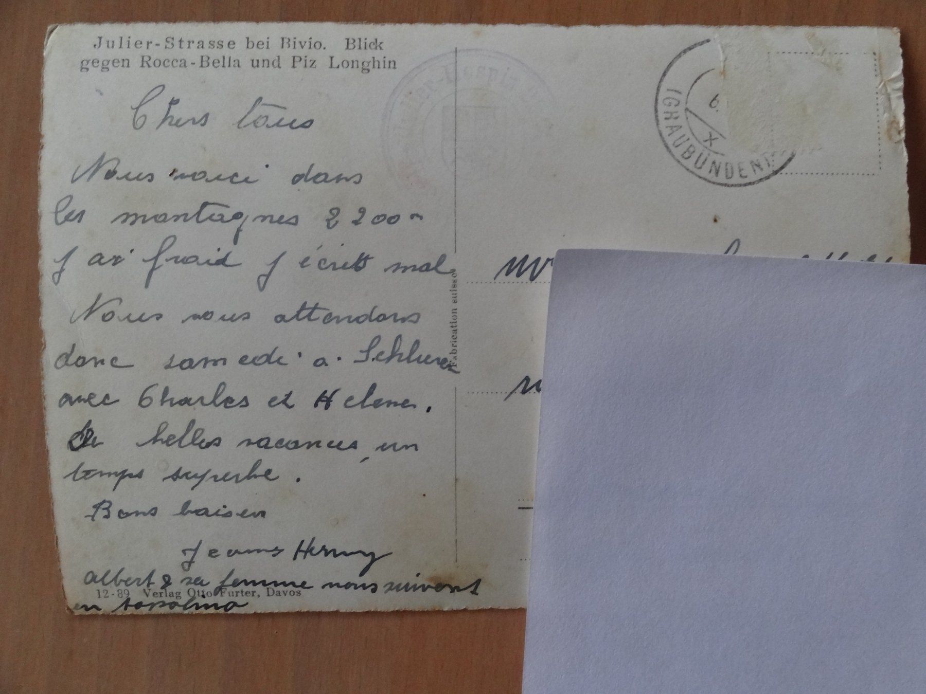 Cartoline postali: Julier-Strasse bei Bivio, Grisons – Usato da St Léonard venduto da Riglin 1