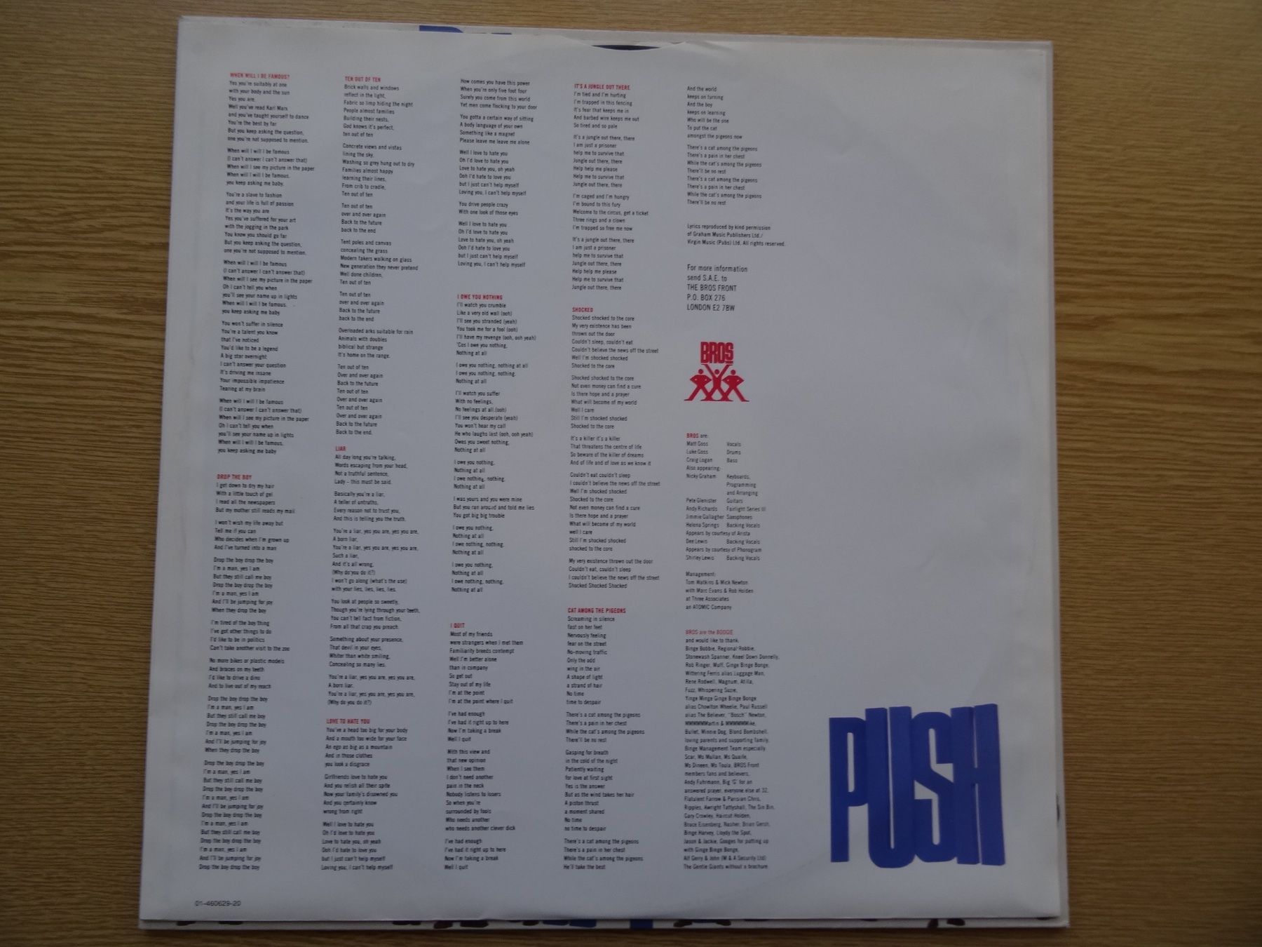 Dischi in vinile: Bros: "Push" Vinyl Schallplatte (1988) – Usato da Zürich venduto da burdan 3