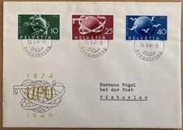 FDC 1949 Weltpostverein UPU illustriert ET BERN, SBK 100 Fr