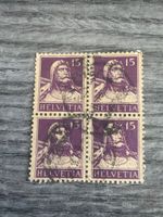 Helvetia Briefmarken 15 Rp Block 4 gebraucht