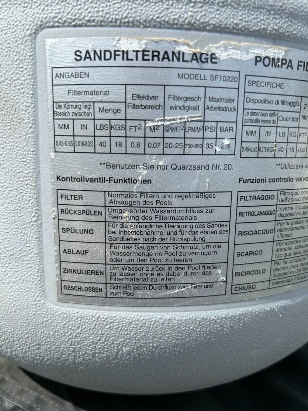 Piscine: Pool  Sanndfilter Anlage – Usato da Balsthal venduto da Subaru11 1