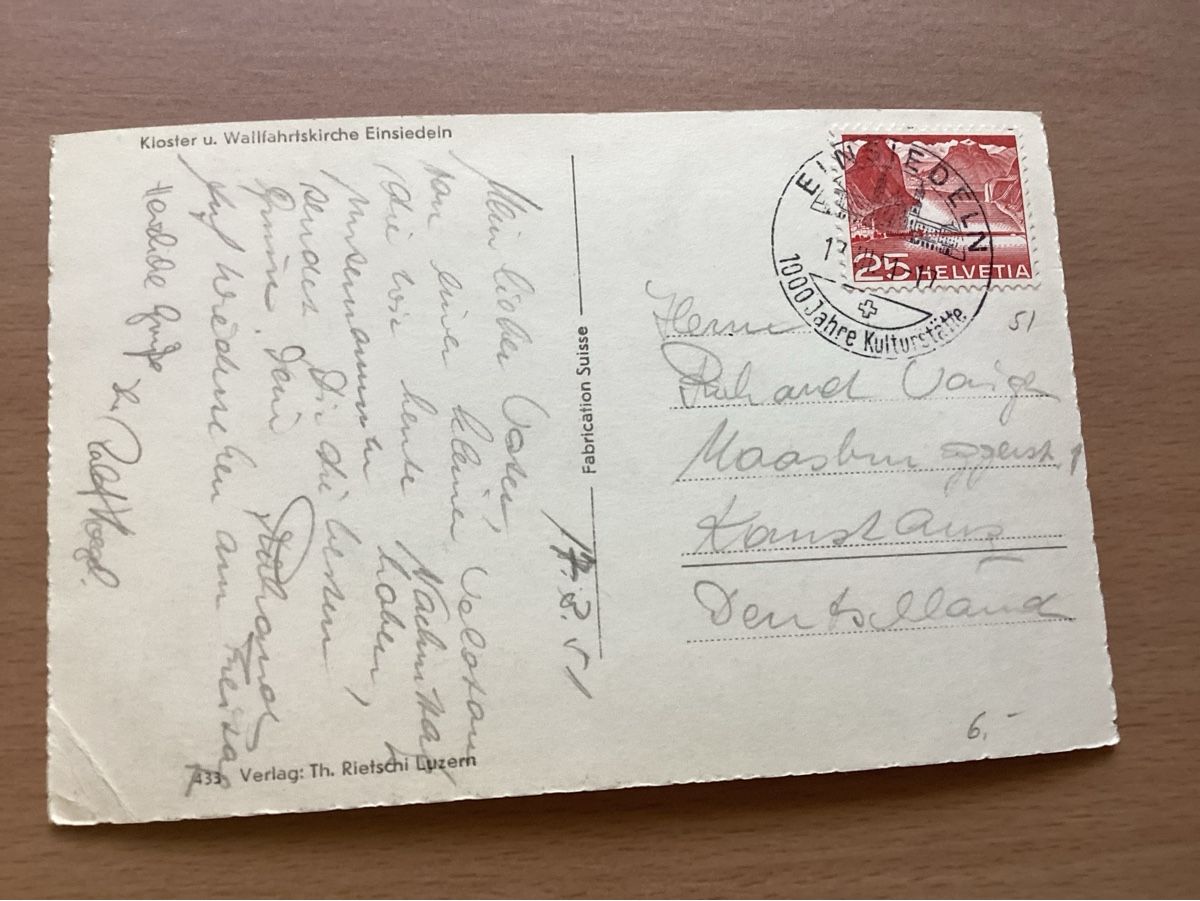 Cartoline postali: AK Kloster und Wallfahrtskirche Einsiedeln – Usato da Wassen UR venduto da SABDOM 1
