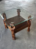 Table d'appoint bois de rose et verre sculptée Vietnam 🇻🇳 