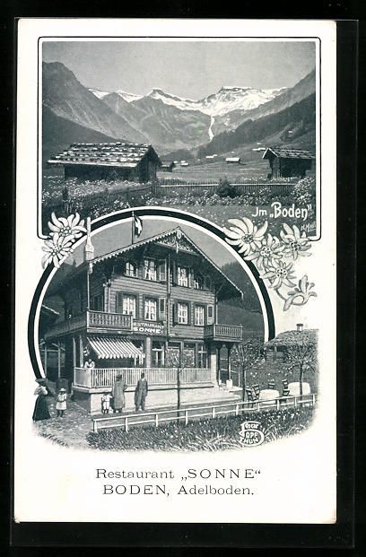 Cartoline postali: AK Adelboden, Restaurant Sonne im Boden – Usato da Berlin venduto da bartko-reher